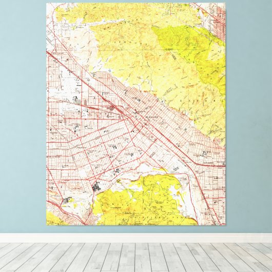  kaart van Burbank California (1953) Canvas Afdruk (Insitu (Houten vloer))
