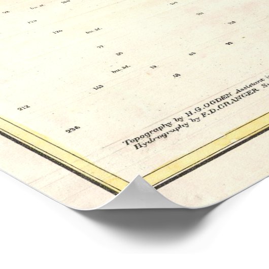 kaart van Burlington Vermont (1872) Poster (Hoek)