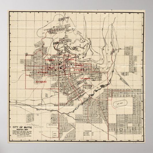  kaart van Butte Montana (1909) Poster (Voorkant)
