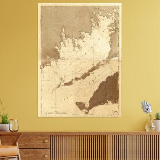  kaart van Buzzards Bay (1776) Canvas Afdruk (Insitu (Woonkamer))