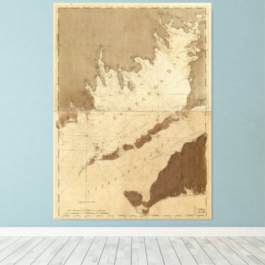  kaart van Buzzards Bay (1776) Canvas Afdruk (Insitu (Houten vloer))