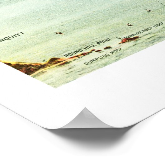  kaart van Buzzards Bay, Massachusetts Poster (Hoek)