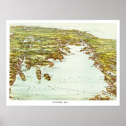  kaart van Buzzards Bay, Massachusetts Poster (Voorkant)
