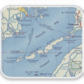  kaart van Buzzards Bay Sticker (Voorkant)