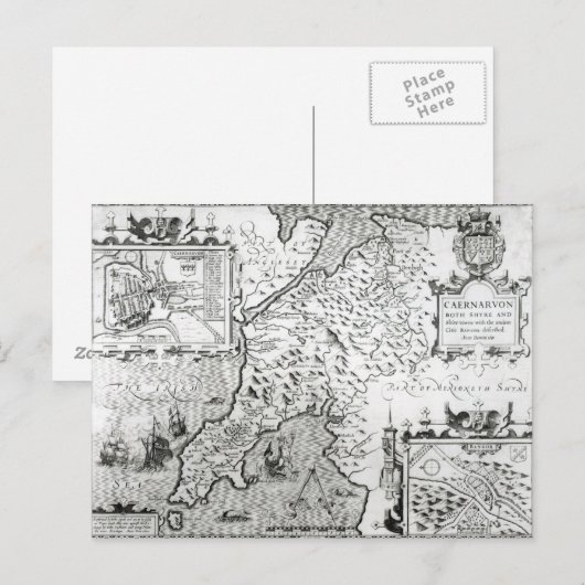 Kaart van Caernarvon, 1616 (Voorkant / Achterkant)