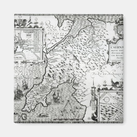 Kaart van Caernarvon, 1616 Magneet (Voorkant)