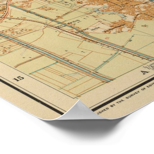  kaart van Caïro Egypte (1920) Poster (Hoek)