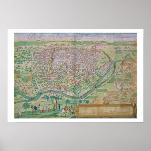 Kaart van Caïro, van "Civitates Orbis Terrarum" do Poster (Voorkant)