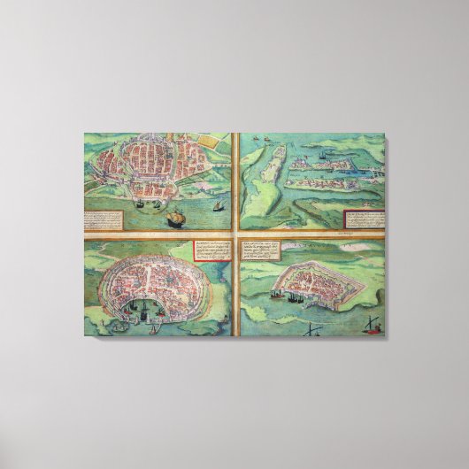 Kaart van Calais, Malta, Rhodes en Famagusta, van Canvas Afdruk (Voorkant)