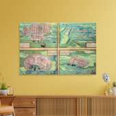 Kaart van Calais, Malta, Rhodes en Famagusta, van Canvas Afdruk (Insitu (Woonkamer))