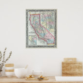 kaart van Californië (1860) Poster (Keuken)