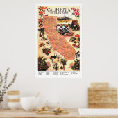  kaart van Californië (1912) Poster (Keuken)