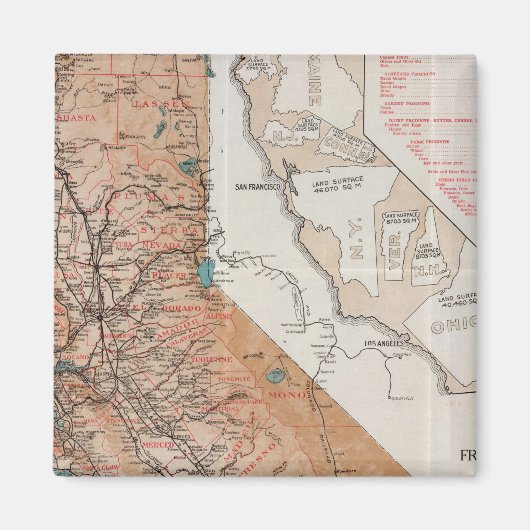 Kaart van Californië 2 Magneet (Voorkant)