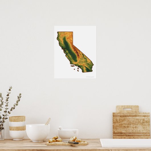 Kaart van Californië 2 Poster (Keuken)