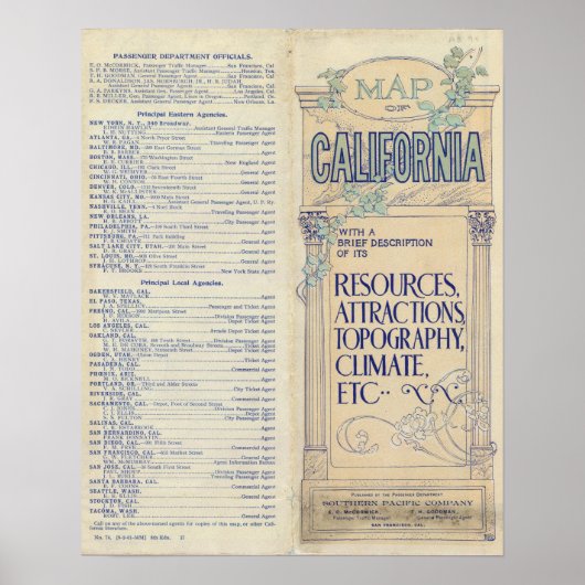 Kaart van Californië 2 Poster (Voorkant)