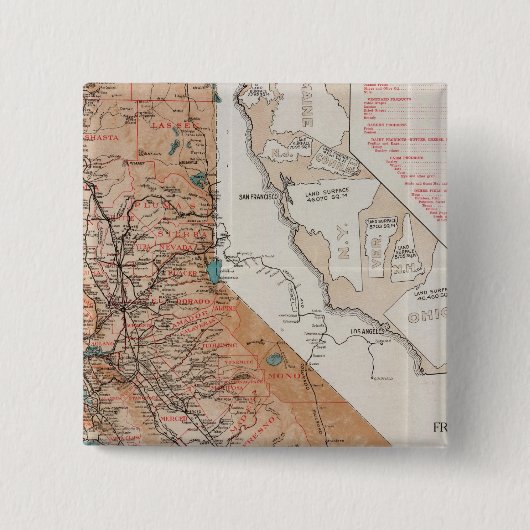 Kaart van Californië 2 Vierkante Button 5,1 Cm (Voorkant)