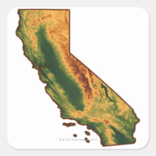 Kaart van Californië 2 Vierkante Sticker (Voorkant)