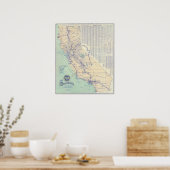 Kaart van Californië 4 Poster (Keuken)