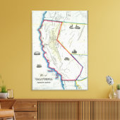 Kaart van Californië Canvas Afdruk (Insitu (Woonkamer))