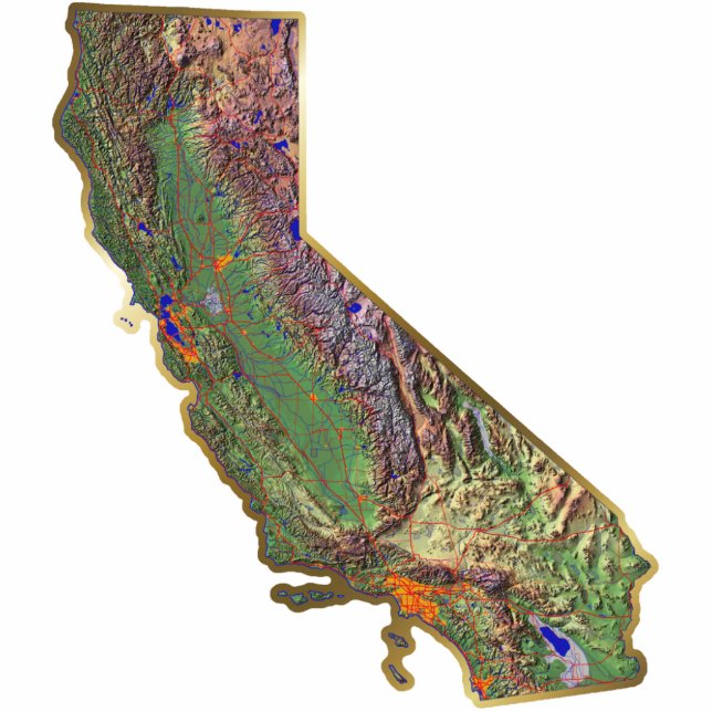 Kaart van Californië Magnet uit Fotobeeldje Magneet (Voorkant)