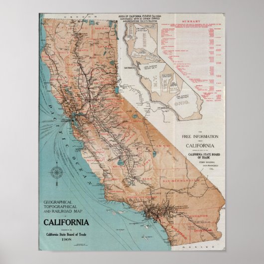 Kaart van Californië Poster (Voorkant)