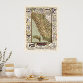 Kaart van Californische fietswegen - 1895 Poster (Keuken)