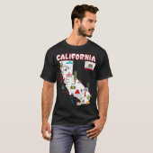 Kaart van Californische Landmarks, grote steden, v T-shirt (Voorkant volledig)