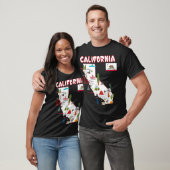 Kaart van Californische Landmarks, grote steden, v T-shirt (Unisex)