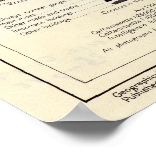  kaart van Caltanissetta Italië (1943) Poster (Hoek)