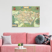 Kaart van Cambrai, van "Civitates Orbis Terrarum"  Canvas Afdruk (Insitu (Woonkamer))