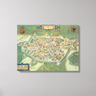 Kaart van Cambrai, van "Civitates Orbis Terrarum" Canvas Afdruk