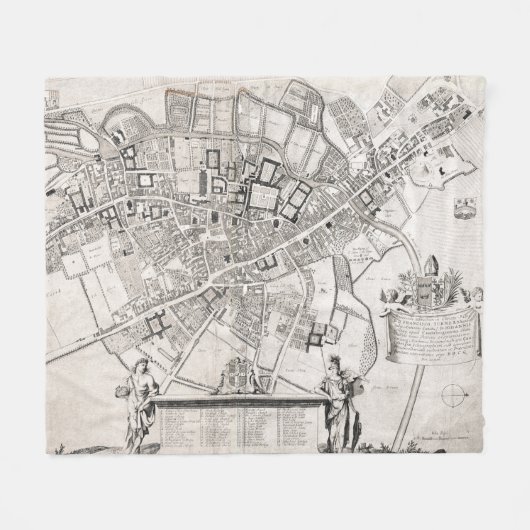 kaart van Cambridge England (1690) Fleece Deken (Voorkant (Horizontaal))