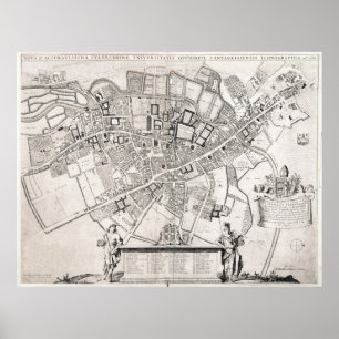 kaart van Cambridge England (1690) Poster