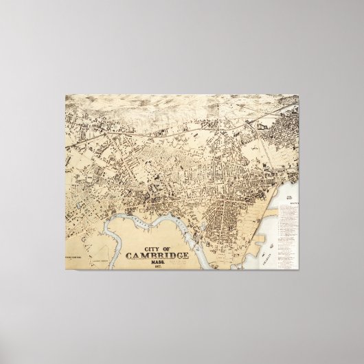  kaart van Cambridge Massachusetts (1877) Canvas Afdruk (Voorkant)