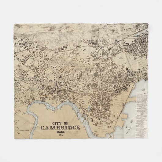  kaart van Cambridge Massachusetts (1877) Fleece Deken (Voorkant (Horizontaal))