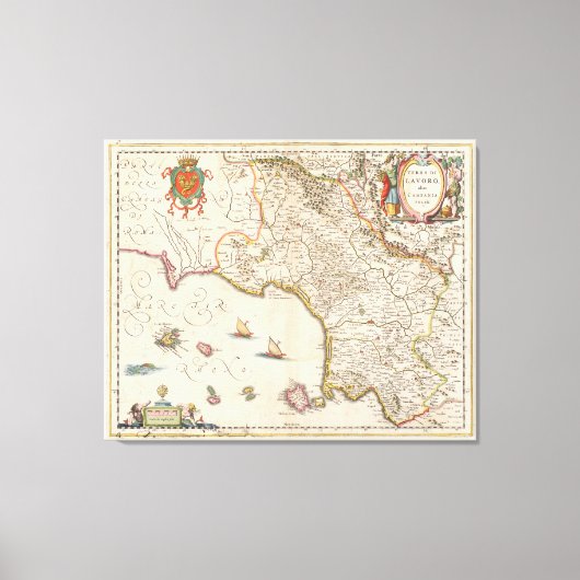  kaart van Campanië Italië (1662) Canvas Afdruk (Voorkant)