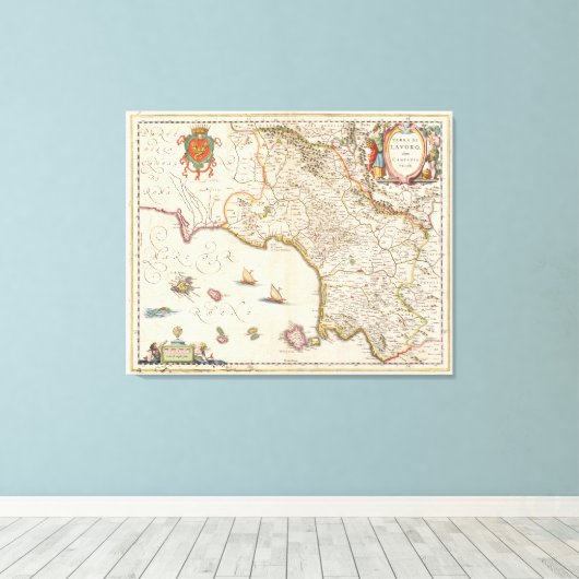 kaart van Campanië Italië (1662) Canvas Afdruk (Insitu (Houten vloer))