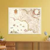  kaart van Campanië Italië (1662) Canvas Afdruk (Insitu (Woonkamer))