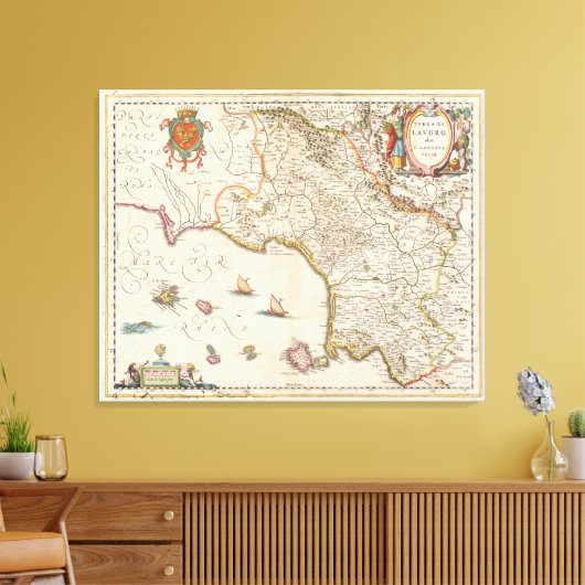  kaart van Campanië Italië (1662) Canvas Afdruk (Insitu (Woonkamer))