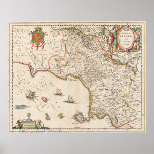  kaart van Campanië Italië (1662) Poster