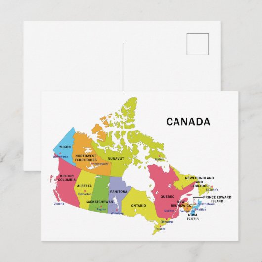 Kaart van Canada briefkaart (Voorkant / Achterkant)