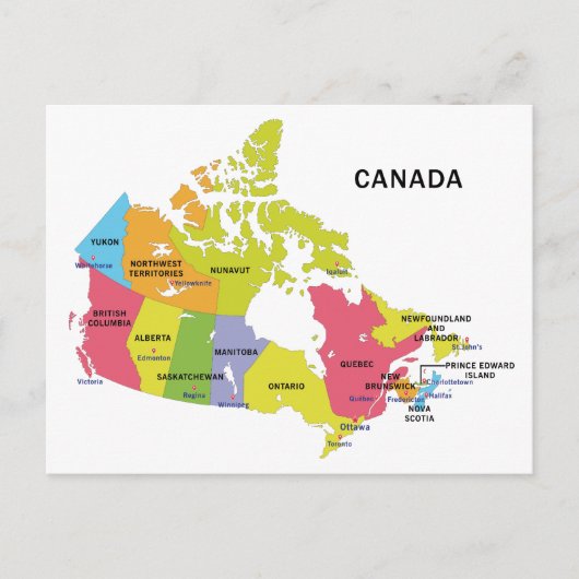 Kaart van Canada briefkaart (Voorkant)
