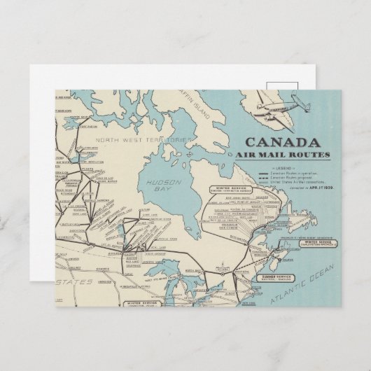 Kaart van Canada - Canada Air Mail Routes (Voorkant / Achterkant)