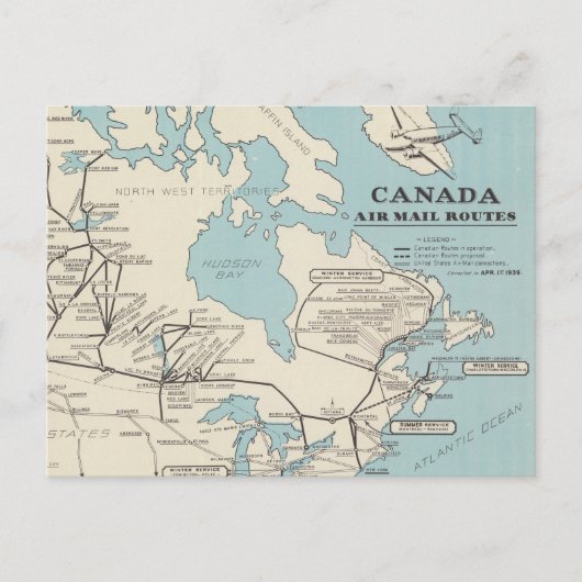 Kaart van Canada - Canada Air Mail Routes (Voorkant)