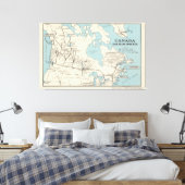 Kaart van Canada - Canada Air Mail Routes Canvas Afdruk (Insitu (Slaapkamer))