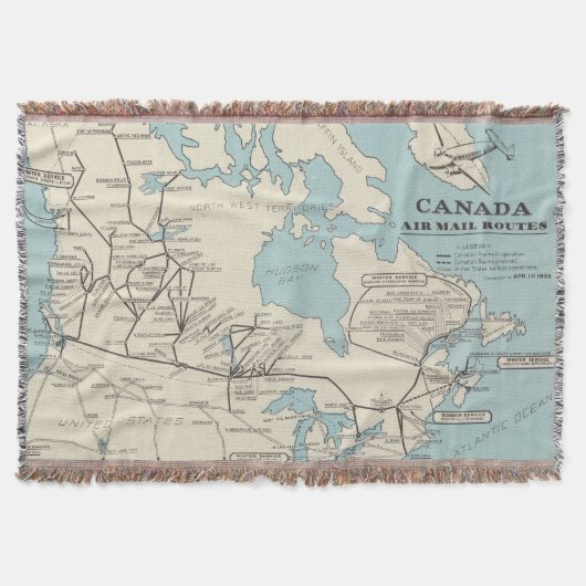 Kaart van Canada - Canada Air Mail Routes Deken (Voorkant)
