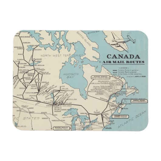 Kaart van Canada - Canada Air Mail Routes Magneet (Horizontaal)