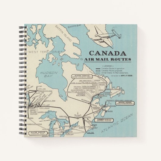 Kaart van Canada - Canada Air Mail Routes Notitieboek (Voorkant)