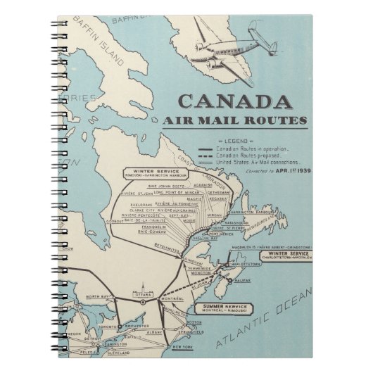Kaart van Canada - Canada Air Mail Routes Notitieboek (Voorkant)