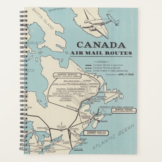 Kaart van Canada - Canada Air Mail Routes Planner (Voorkant)
